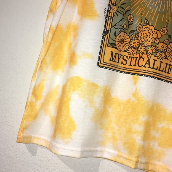 Yellow tie dye boho graphic tee - Picture 3 of 6
